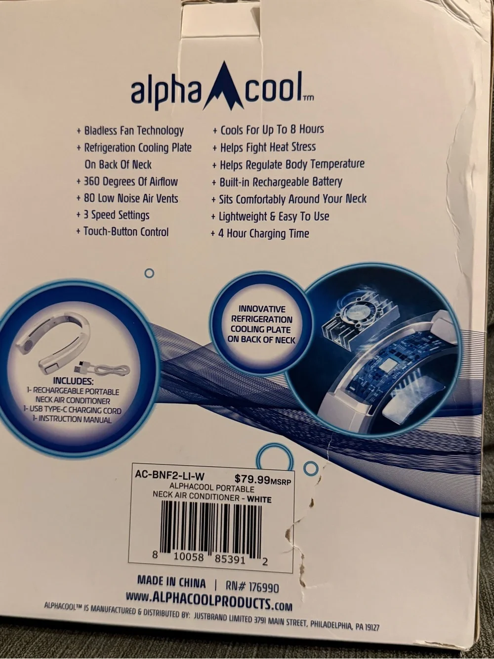 White Rechargeable Portable Neck Air Conditioner